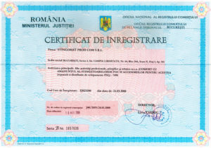 Certificat de inregistrare fiscala Stingomat